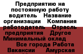 Предприятию на постоянную работу водитель › Название организации ­ Компания-работодатель › Отрасль предприятия ­ Другое › Минимальный оклад ­ 20 000 - Все города Работа » Вакансии   . Амурская обл.,Мазановский р-н